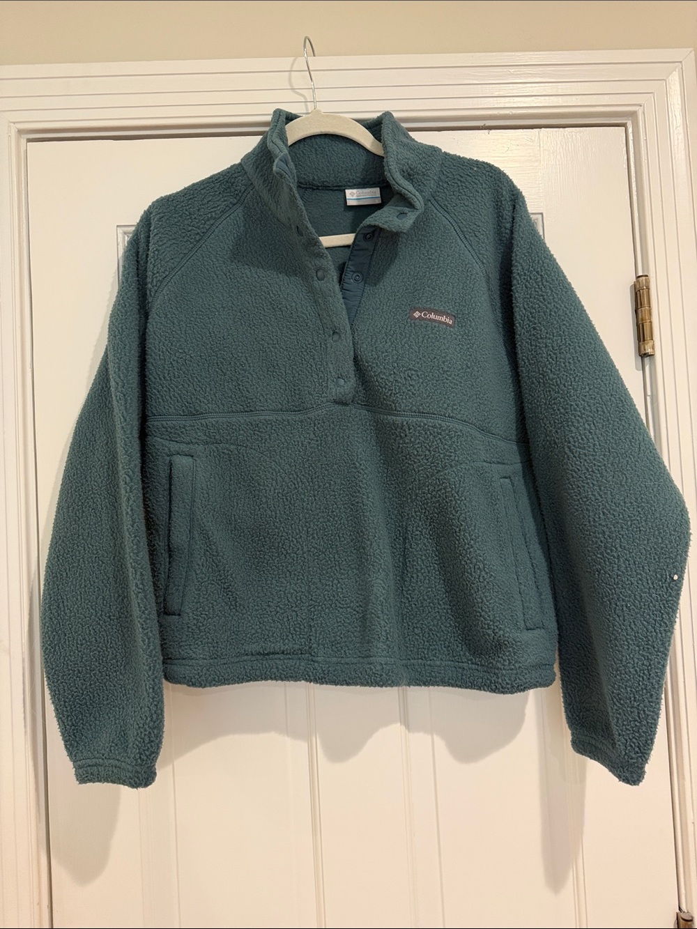 Columbia Women's Teal Sherpa Snap-Placket Fleece Pullover